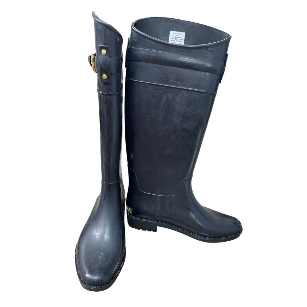 Lauren Ralph Lauren Womens Rossalyn Black Rain Boots Size 6B SKU 8967